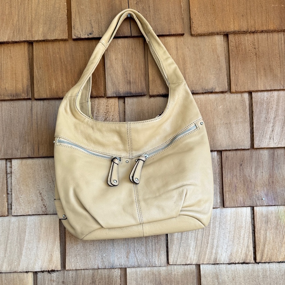 Tignanello Soft Beige Leather Shoulder Hobo